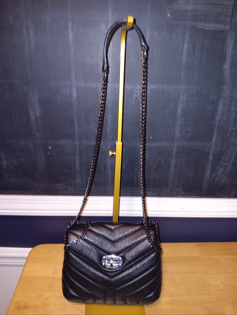 Divina Firenze Black Quilted Chain Shoulder Bag